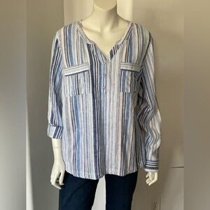 Croft & Barrow Blue and White Relaxed Blouse